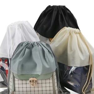 8 Drawstring Handbag Dust Covers with Clear Bottom for Visibility (4 sizes)